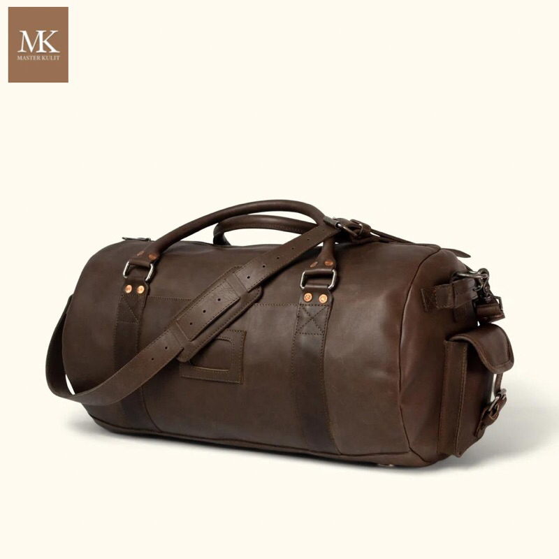 GENUINE LARGE LEATHER TRAVEL DUFFLE BAG