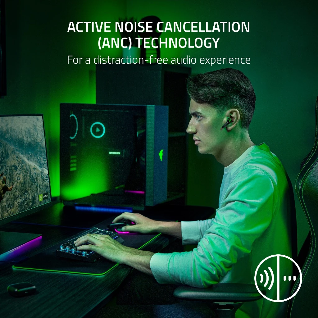 Razer Hammerhead HyperSpeed Xbox - Black / Green - True Wireless Multi Platform Gaming Earbuds