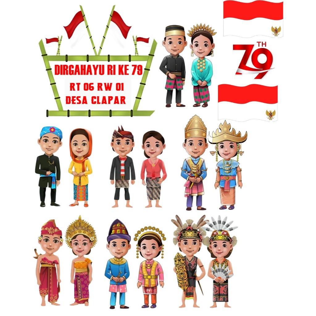 Jual Topper cake / hiasan tumpeng kemerdekaan tema pakaian adat