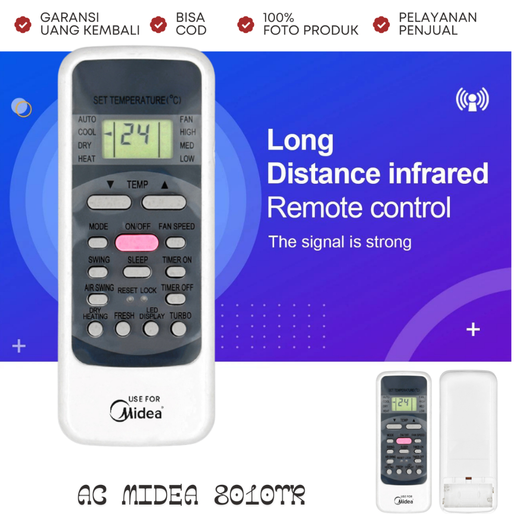 Jual REMOTE REMOT AC MIDEA MULTI CHUNGHE 8010 SPLIT UNIVERSAL DUS LOW ...