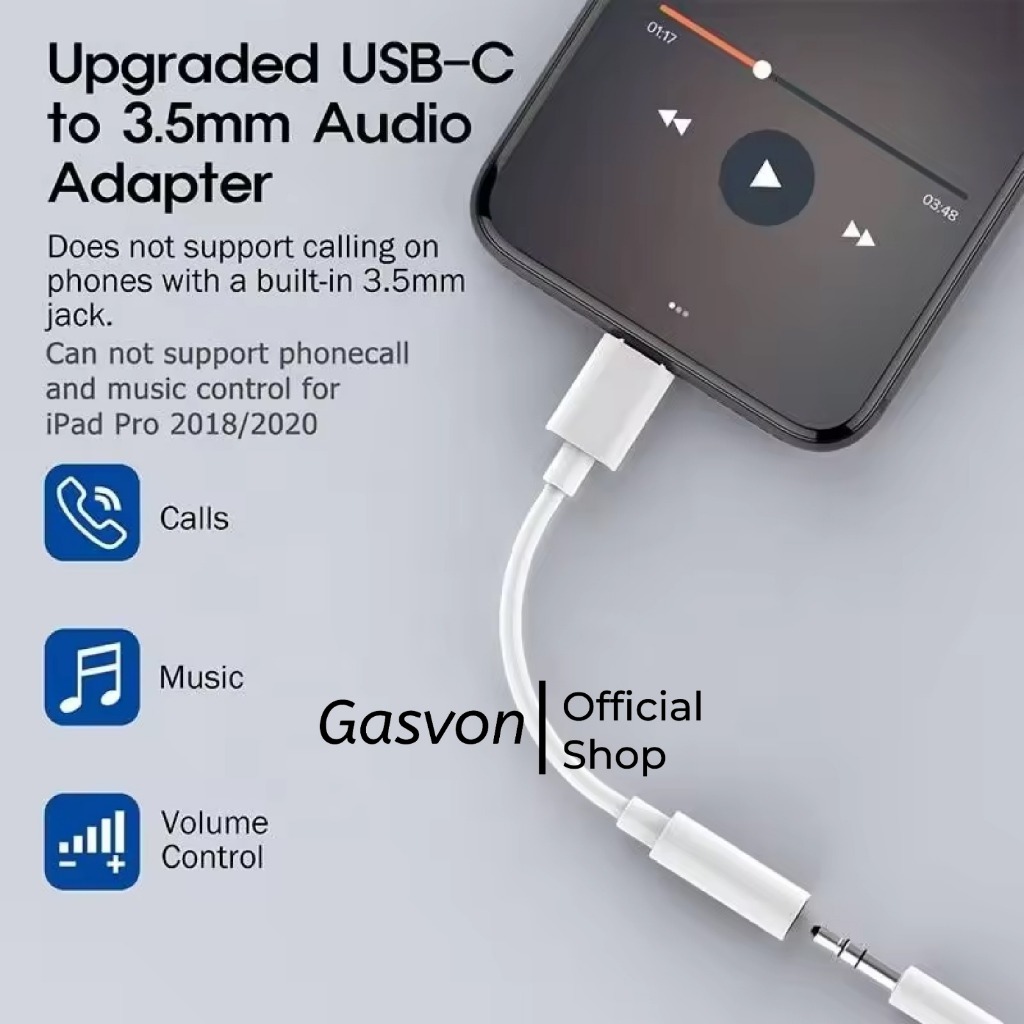 Jual Gasvon Adapter Usb C Kabel Converter Type C To Headphone