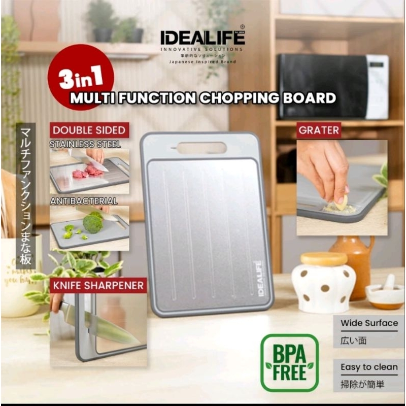 Jual IDEALIFE - 3in1 Multi Function Chopping Board - 3in1 Multifungsi ...