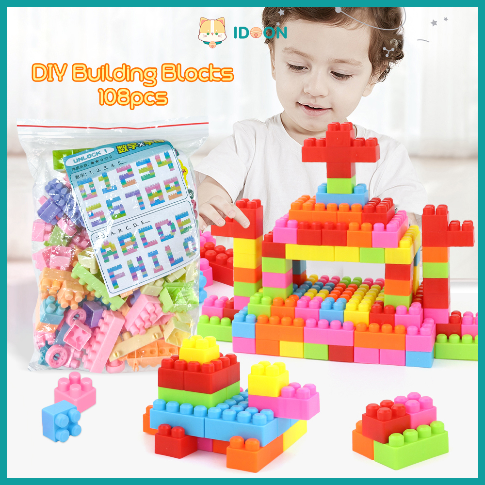 Jual IDOON 108pcs block brick mainan diy susun balok anak | Shopee ...