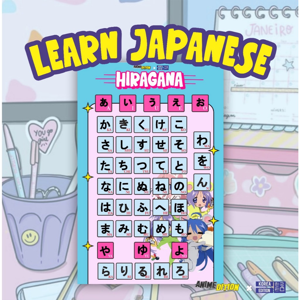 Jual Poster Hiragana Learn Japanese Belajar Bahasa Jepang Kanji Anime