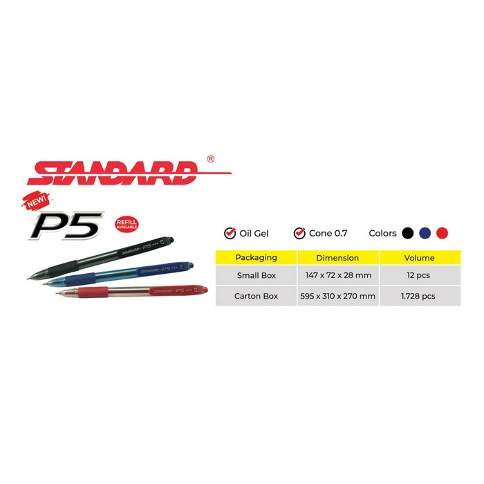 Standard - Pulpen P5 0.7 ( Alat Tulis / Pen / Ballpoint / Pena ) (9)