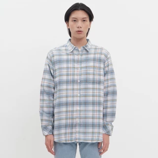 M231 Kemeja Pria Flannel Panjang Biru 0301