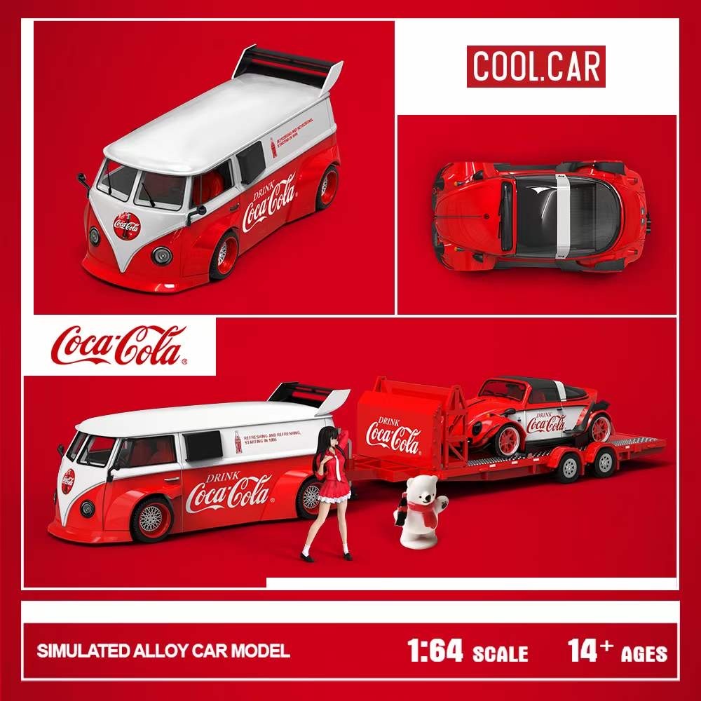 Jual Cool Car 1:64 RWB Volkswagen VW T1 Van & Beetle Coca Cola Trailer Set  | Shopee Indonesia