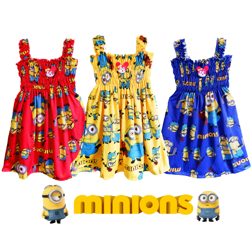 Jual Daster Anak Minion Printed 1 8 Tahun Viral Model Singlet / Dress