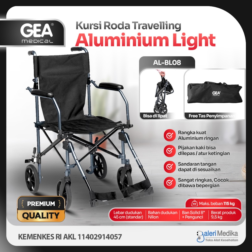 Jual Kursi Roda Travel Gea Al Bl Travel Wheelchair Bisa Lipat Masuk