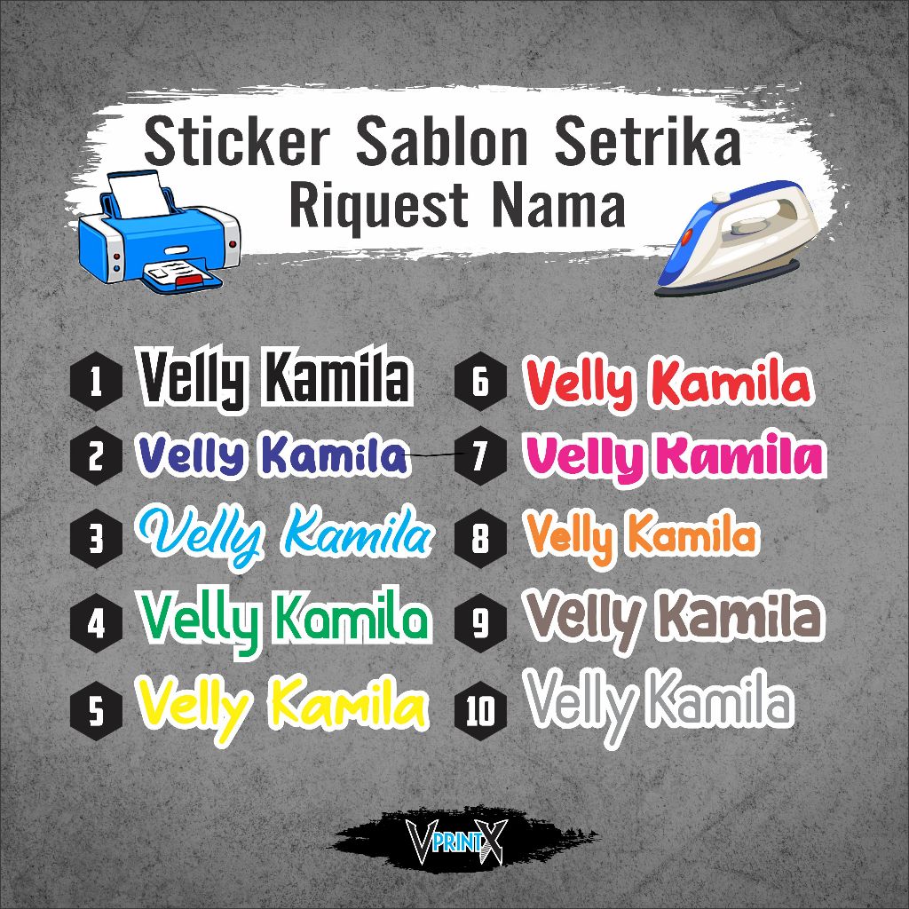 Jual Sablon kaos Setrika Stiker Label Custom riquest Nama (Harga ...