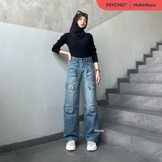 JINISO - Highwaist Cargo Loose Jeans 555 PSYCHO