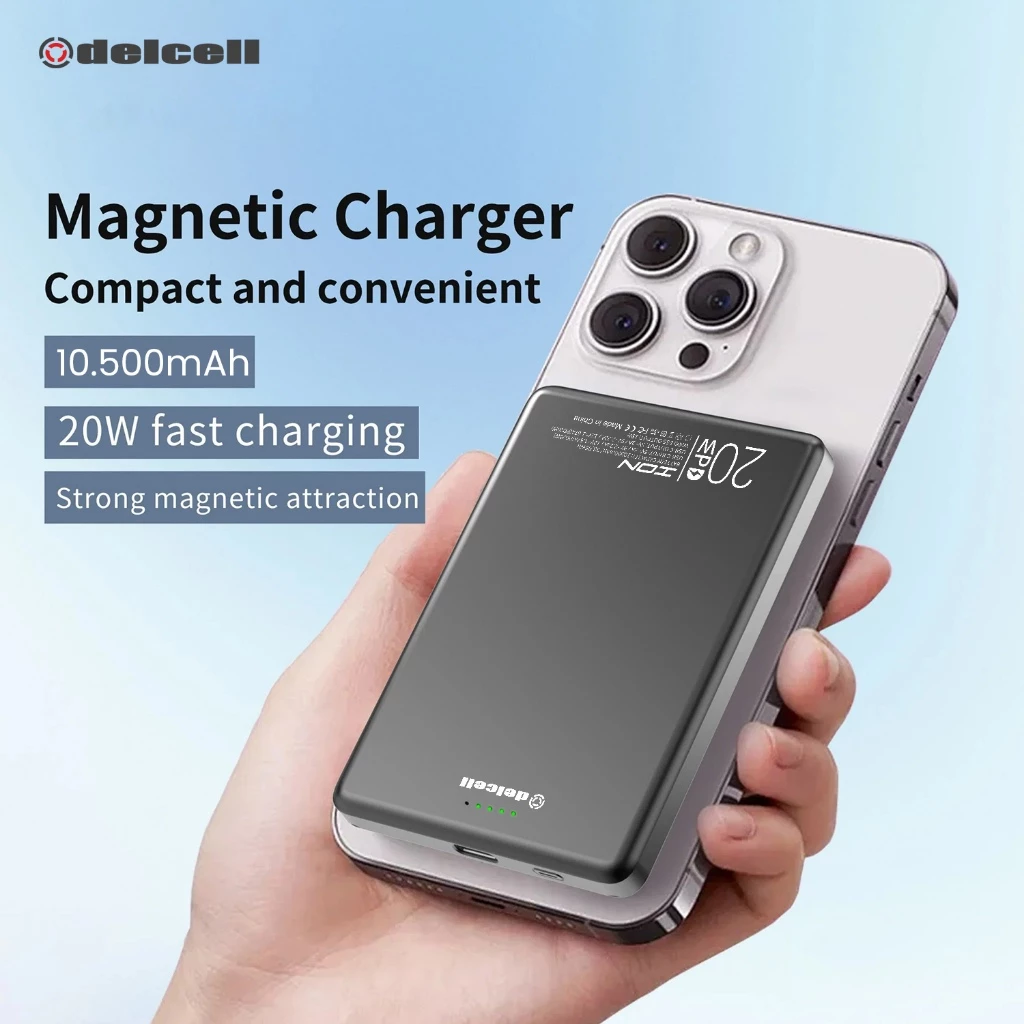 Delcell Ion Wireless Power Bank Magnetic Magsafe 15W 10500mAh Fast Charging Type C PD