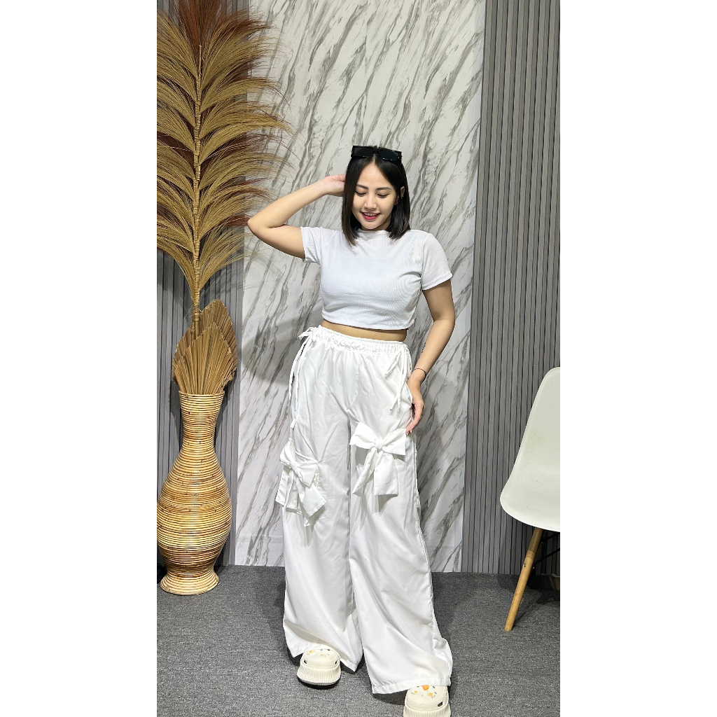 Eaphi / belt ribbon high waist pants Sパンツ Eaphi belt ribbon