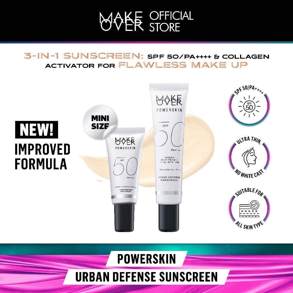 Jual Make Over Powerskin Urban Defense Sunscreen Spf 50PA++++ 40ml ...