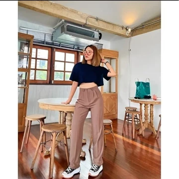 Loose Pants 332 PREMIUM Trousers Wanita Anti Kusut Celana Kulot Highwaist Wanita Bahan Jatuh