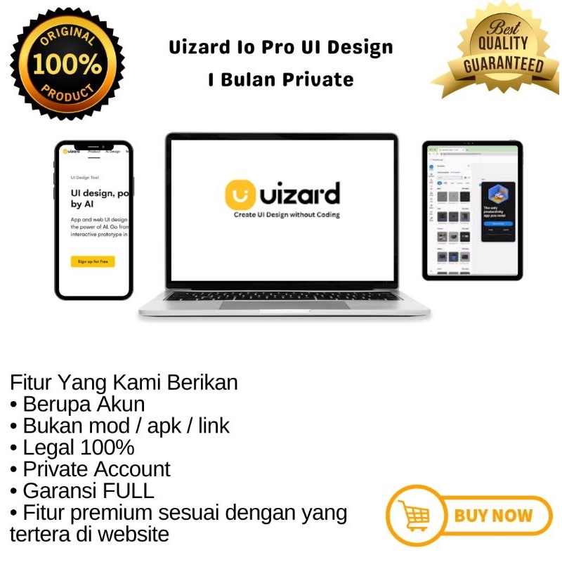UIzard Io Pro: Paket Desain UI dengan AI - Akses Eksklusif 1 Bulan