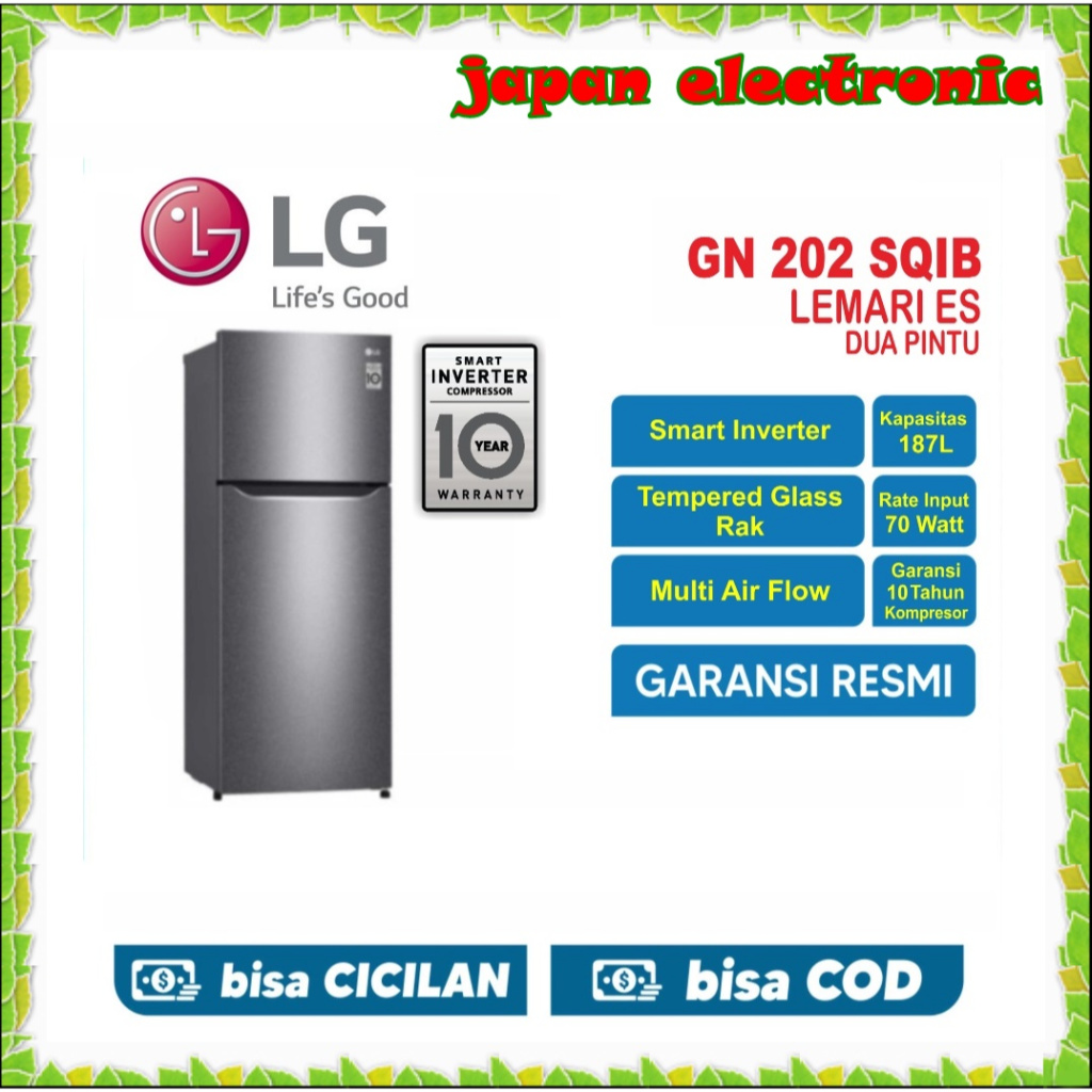 Jual Kulkas Pintu Lg Gnb Sqib Liter Smart Inverter Garansi