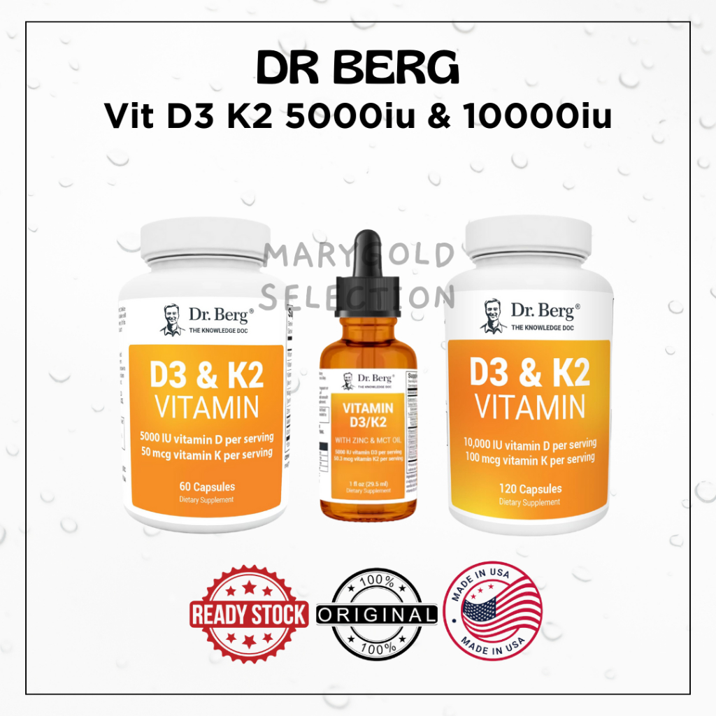 Jual ORIGINAL Dr Berg Vit D3 K2 Vitamin D3 5000 10000 IU K2 50 100 mcg ...