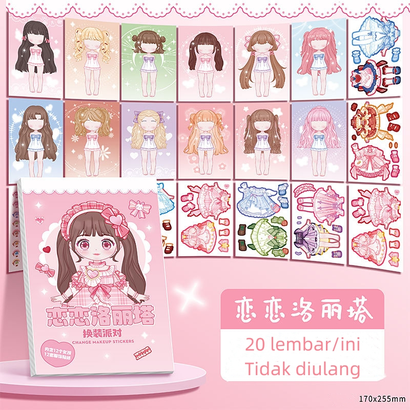 Jual (Ukuran Besar) 2 in 1 Buku Stiker Wajah dan Mewarnai Baju Dress Up ...