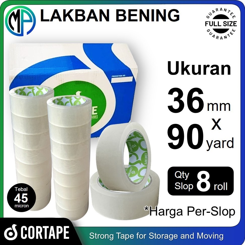 Jual Lakban Cortape Grosir Bening 36mm x 90yard Harga Per-Slop 8pcs ...