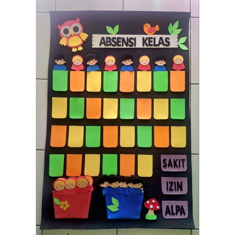 Jual PAPAN ABSENSI KREATIF UK 60×90 CM KAPASITAS 30 SISWA | Shopee ...