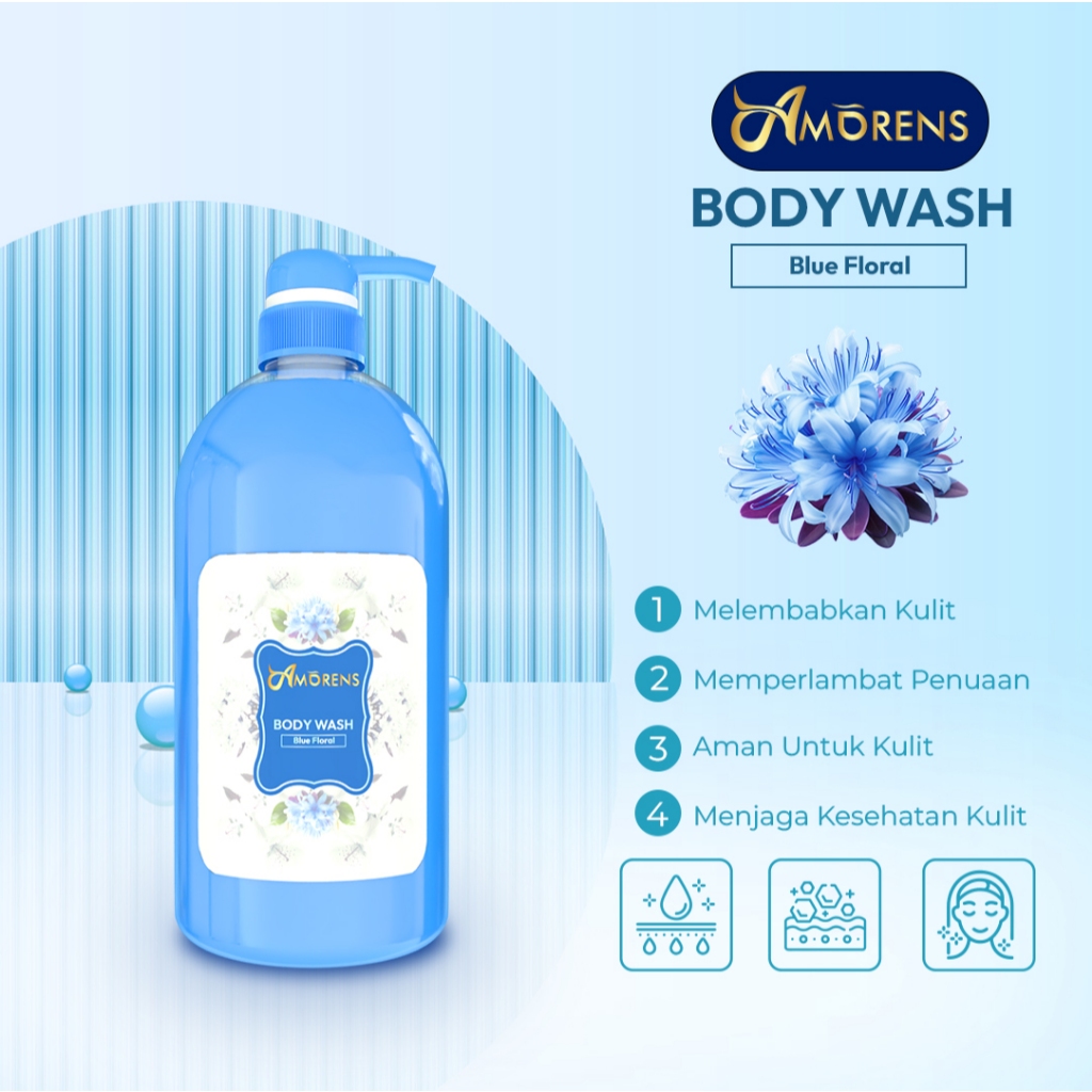 Jual AMORENS Body Wash 1000ml / Sabun Mandi - Aroma Blue Floral [1 ...