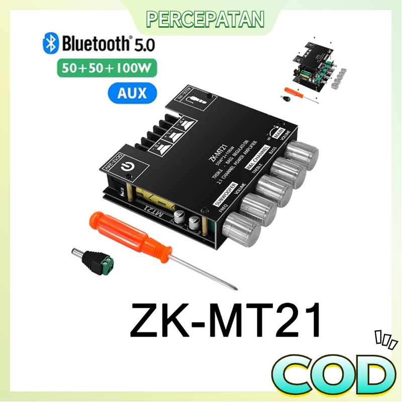 Placa Amplificador Digital ZK-MT21 Estéreo 2.1 Bluetooth 100w Rms