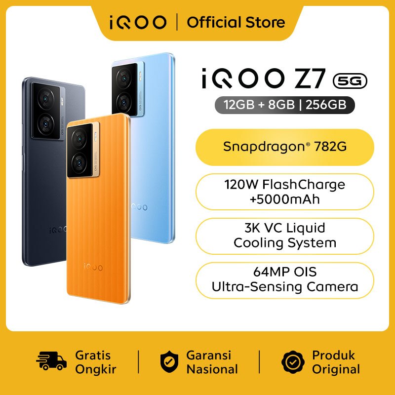 Jual [ONLINE EXCLUSIVE] IQOO Z7 (12/256) - SDM 782G, 120W FlashCharge ...