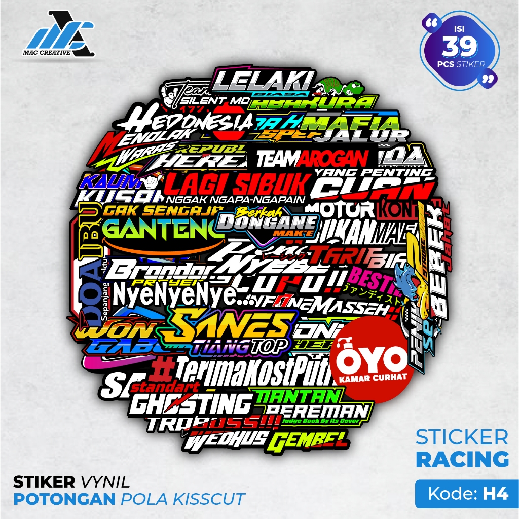 Jual STIKER RACING KATA KATA VIRAL - ISI 37 PCS - KODE H4 | Shopee ...