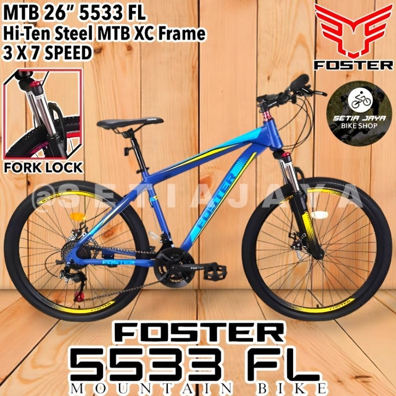 Jual Sepeda Gunung MTB 26 Inch FOSTER 5533 FL Steel 3x7 Speed Rem