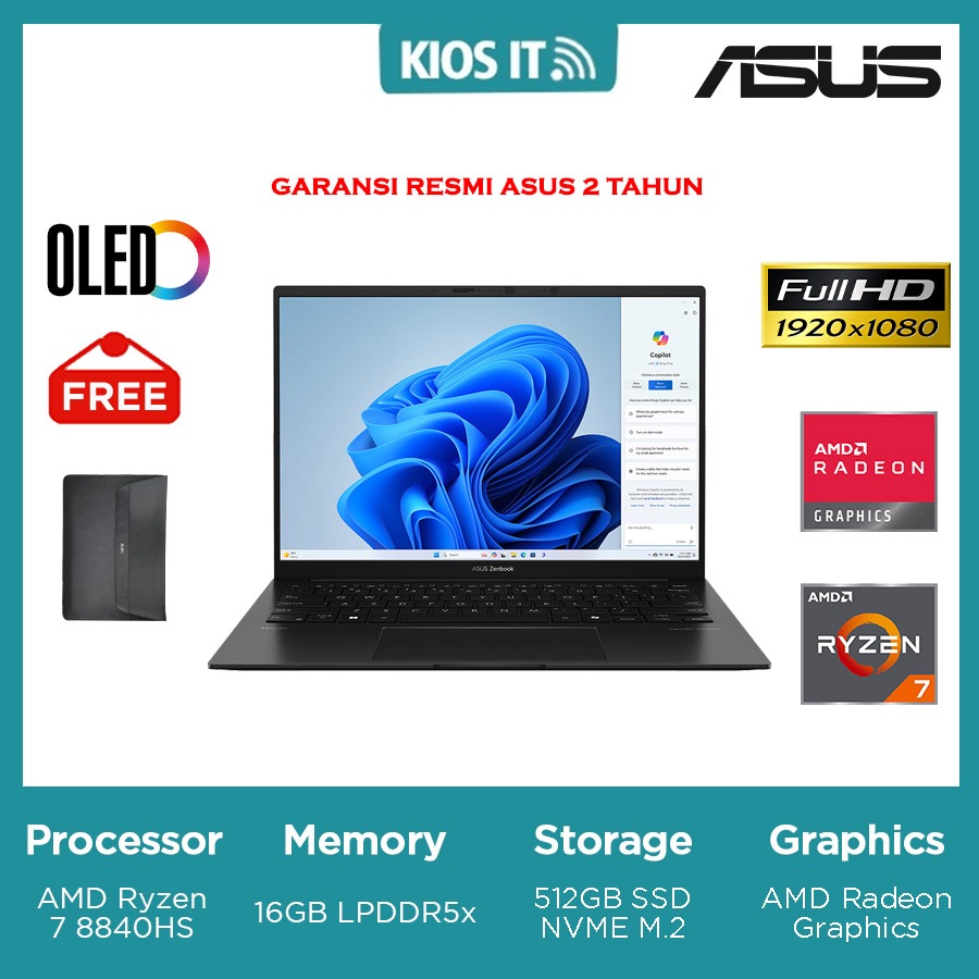 Jual ASUS Zenbook 14 OLED UM3406HA Ryzen 7 8840HS 512GB SSD 16GB Win11 Shopee Indonesia