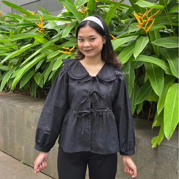 Tasa.Id Atasan Wanita Coquette Tangan Panjang Blouse Korea Ribbon Top Y2k Baju Tali
