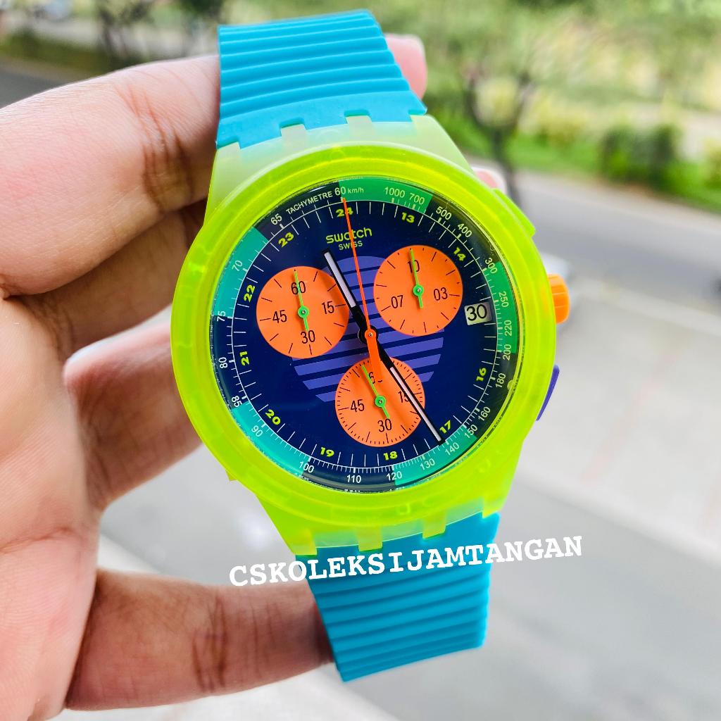 Jual JAM TANGAN PRIA SWATCH SUSJ404 NEON WAVE CHRONOGRAPH GARANSI RESMI ...