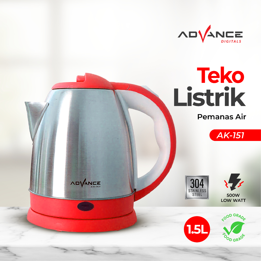 Jual Advance Teko Listrik Stainless Steel Ak Kapasitas Liter Daya Watt Cepat Panas