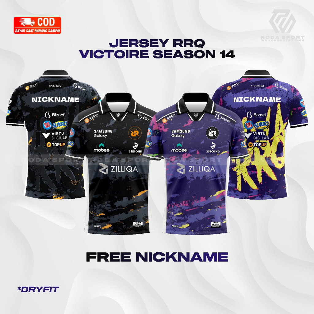 Jual Jersey RRQ 2024 Victoire Season 14 custom free nickname FULL ...