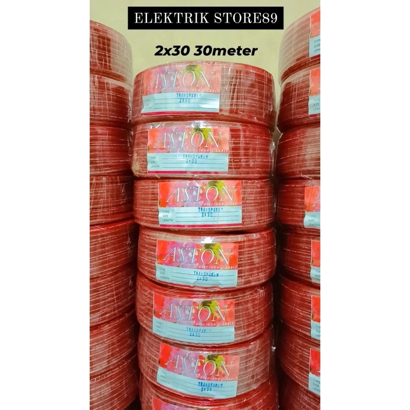 Jual kabel listrik dan audio ASTON transparan 2x30 ( 30meter ) 2serabut ...
