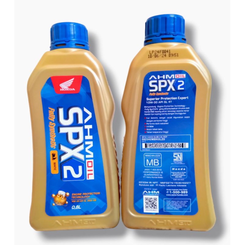 Jual OLI AHM SPX2 10W-30 800ml AHM OIL & OLI SPX2 6,5ML full synthetic ...