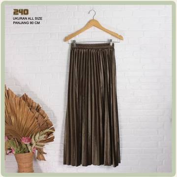Rok Velvet Bludru Plisket Polos Shiny Premium Import 22 Warna 240
