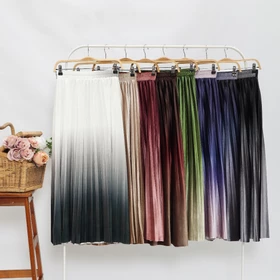 Rok Plisket Velvet Gradasi Premium Bludru Model Payung Panjang 252 P189