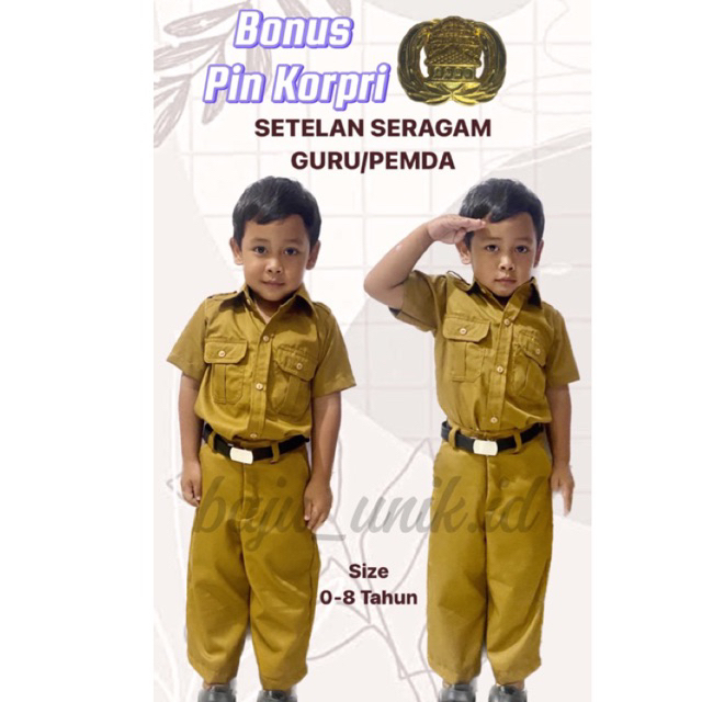 Jual GRATIS PIN KORPRI/ BAJU PNS PEMDA GURU LAKI-LAKI BAYI TK SD ...