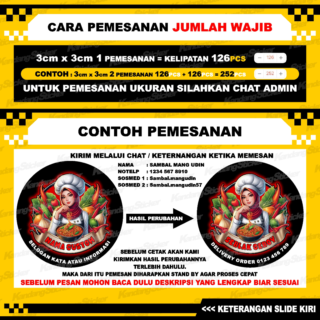 Jual STIKER LABEL CUSTOM NAMA KEMASAN BUNGKUS KULINER MAKANAN FOODS ...