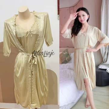 Miss Linje Baju Tidur Wanita Setelan Nightwear Kimono Satin Premium Bisa Buat Seserahan Kado