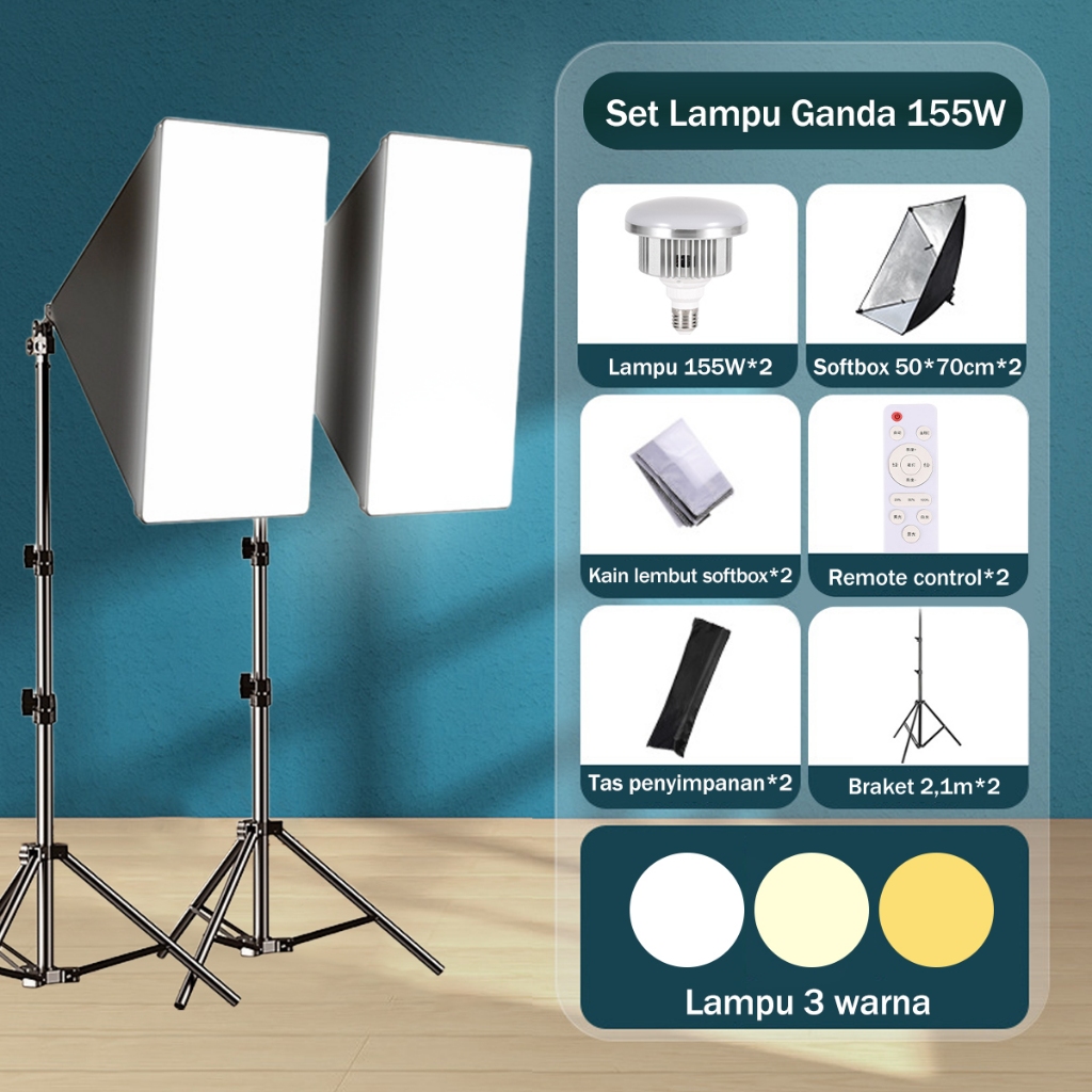 Softbox Lighting Studio Paket Studio Tripod Photography Lighting Kit Paket  Lampu Studio Video Softbox