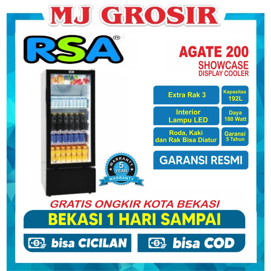 Jual SHOWCASE RSA AGATE 200 3 RAK DISPLAY COOLER KULKAS BY GEA LOW WATT ...
