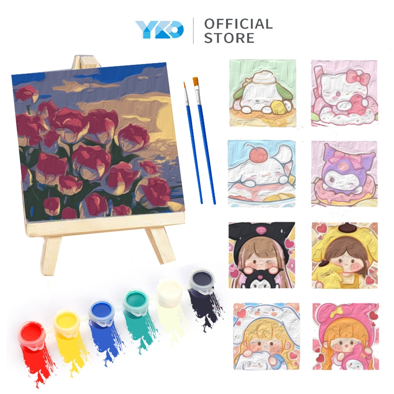 Jual YKO Paint By Number DIY Painting Kit 20x20cm Kit Kartun Canvas ...