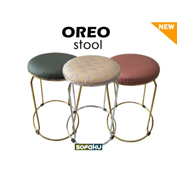 Jual 𝐒𝐎𝐅𝐀𝐊𝐔 : Stool Oreo - Stool Gold Chrome Kulit Oscar Premium ...