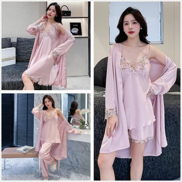 Piyama Set Baju Tidur Wanita BS 7799 Kimono 5 In1 Sexy Baju Rumah Sleepwear Satin Premium Mimon