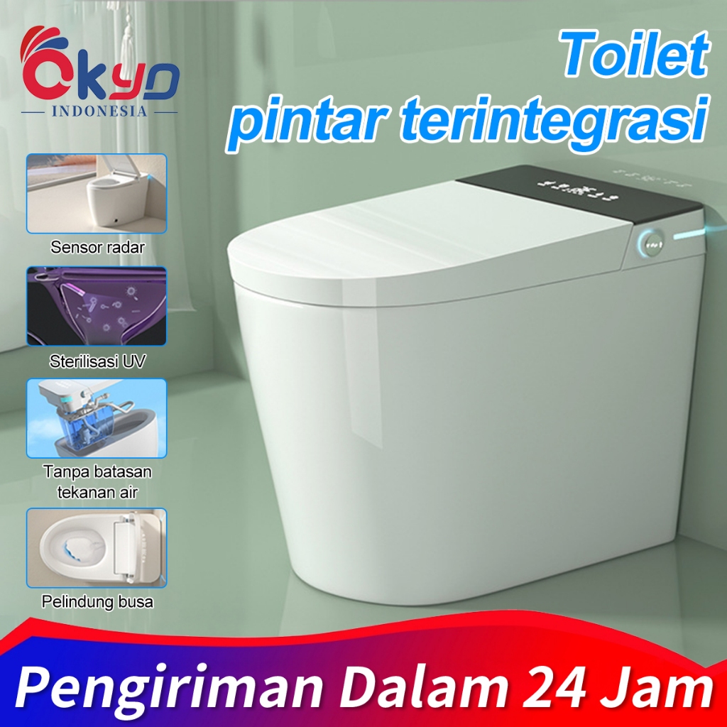 Pembersihan otomatis Toilet Pintar multifungsi - Top Otomatis Penuh Tanpa Batasan Tekanan Air Toilet Siphon Rumah Tangga