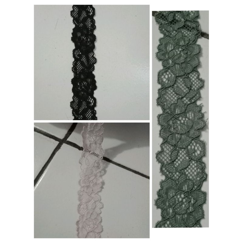Jual renda streach,renda elastis lebar 2cm harga 2000/meter | Shopee ...