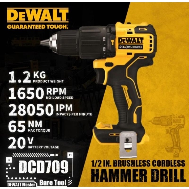 Jual DeWALT DCD709N 20V CORDLESS BRUSHLESS HAMMER DRILL 13MM | Shopee ...